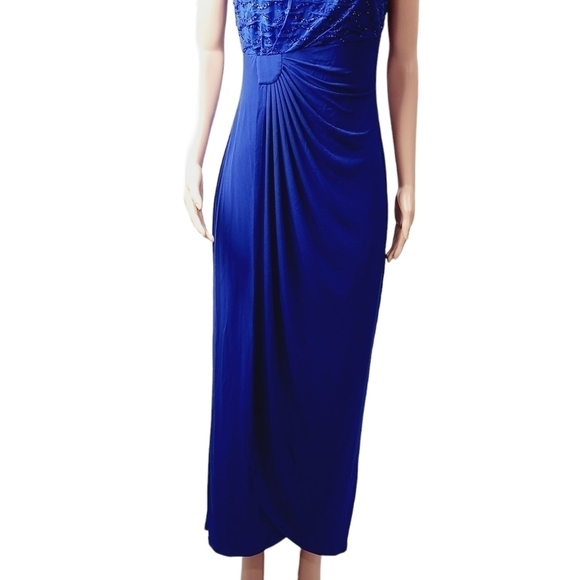 Connection Apperal Lisa Royal Blue Faux Wrap Floor Length Dress Size: 8 - Picture 3 of 10